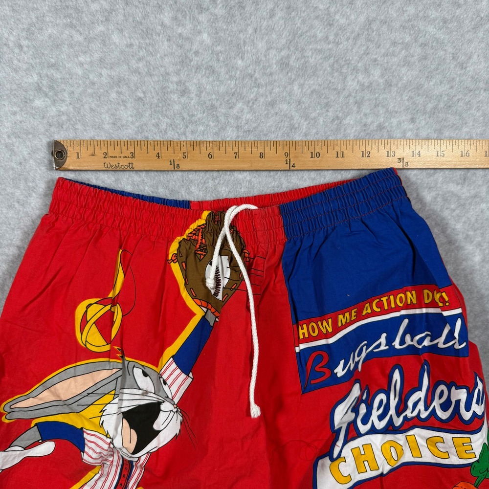 Vintage Looney Tunes Bugs Bunny Baseball Shorts Mens Large Elastic 90s Graphic - Picture 2 of 6